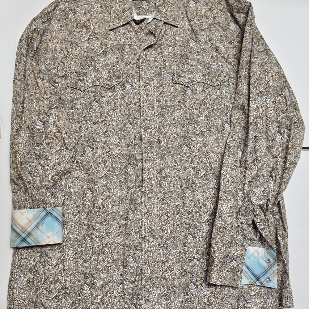 Roper Men's Paisley Dress Shirt - Brown and Blue